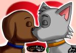 canid canine canis collar domestic_dog duo eyebrows eyes_closed feral jocelynminions kiss_on_lips kissing love male male/male mammal passionate patrol paw_patrol paws rocky_(paw_patrol) standing zuma_(paw_patrol) 