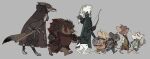  anthro aragorn_ii_elessar armor arrow bottomwear bow_(weapon) brown_body brown_fur canid canine cheese cloak clothing dairy_products digitigrade eating eulipotyphlan food fox frodo_baggins fur gimli_(tolkien) glare group hammer hedgehog j._r._r._tolkien lagomorph legolas leporid looking_back male mammal melee_weapon middle-earth_(tolkien) mouse murid murine pants quiver rabbit ranged_weapon rodent samwise_gamgee sword the_lord_of_the_rings tools unknown_artist walking weapon whiskers white_body white_fur 