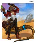  anthro belt boots bottomwear clothed clothing cowboy_boots cowboy_hat footwear gun hat headgear headwear hi_res holding_gun holding_object holding_weapon jacket lbt9000 male outside pants pit_viper pouch_(disambiguation) ranged_weapon rattle_(anatomy) rattlesnake ray_gun reptile sand scales scalie science_fiction snake solo tongue tongue_out topwear viper walkie_talkie weapon 