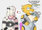  after_masturbation alphys anthro asriel_dreemurr_(god_form) barely_visible_genitalia barely_visible_penis blep bodily_fluids bovid bow_tie caprine clothing collar container cosplay cum cum_in_container dialogue duo english_text eyewear female genital_fluids genitals glasses goat hi_res hoaxy horn jumpsuit maid_uniform male male/female mammal markings penis saliva saliva_string scalie scientific_instrument sex_toy text thick_thighs tired tongue tongue_out undertale uniform video_games wide_hips 