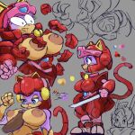  1:1 anthro avian bad_bird bird breast_play breasts clothing domestic_cat duo felid feline felis female hi_res machine male mammal polly_esther robot samurai_pizza_cats sex tagxo_(artist) titfuck torn_clothing 