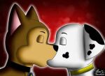 canid canine canis chase_(paw_patrol) domestic_dog duo eyes_closed feral jocelynminions kissing lips male male/male mammal marshall_(paw_patrol) mouth_hold on oral passionate paw_patrol 