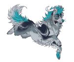  2018 akella-yukami ambiguous_gender blue-nose blue_eyes blue_hair canid canine digital_media_(artwork) feral hair mammal paws solo 