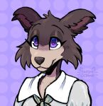  2020 absurd_res anthro beastars canid canine canis clothed clothing female fur hi_res juno_(beastars) mammal multicolored_body multicolored_fur portrait purple_eyes shyshyoctavia signature solo two_tone_body two_tone_fur wolf 