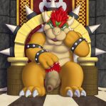  absurd_res alternate_version_at_source anthro armband balls banner bedroom_eyes big_penis biped bodily_fluids body_hair bowser bracelet chair claws collar darkened_genitalia dracovar_valeford dripping eyebrows fangs feet flaccid foreskin front_view furniture genital_fluids genitals hair half-closed_eyes hi_res holding_cheek horn humanoid_genitalia humanoid_penis jewelry koopa long_foreskin looking_at_viewer loose_foreskin male mario_bros mostly_nude narrowed_eyes nintendo open_mouth paws penis precum precum_drip presenting presenting_penis pubes red_hair scalie scratching seductive shell sitting smile solo spiked_armband spiked_collar spiked_wristband spikes stone_wall story story_in_description throne throne_room toe_claws toes tongue uncut vein veiny_penis video_games wall_(structure) wristband 