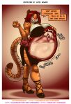  absurd_res anthro belly big_belly blue_sclera clothing digestion dress english_text felid female female_pred hi_res internal james_howard mammal pantherine serona_shea text tiger vore wide_hips 