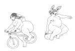  anthro belly bicycle big_belly big_butt biking butt clothing convenient_censorship darkcresentskymin duo ear_piercing extreme_sports fat_butt hat headgear headgear_only headwear headwear_only lagomorph leporid male mammal monochrome moobs mostly_nude navel navel_piercing nude overweight piercing rabbit skateboard skateboarding slightly_chubby sport 