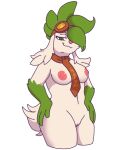  anthro breasts eyewear female fur garbatge genitals goggles grace_mustang green_eyes green_hair hair hands_on_hips legendary_pok&eacute;mon nintendo nipples pink_nose pok&eacute;mon pok&eacute;mon_(species) pussy scarf shaymin sky_forme_shaymin smile solo video_games white_body white_fur 