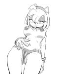  2021 amy_rose anthro blep box_chan breasts camel_toe clothed clothing clothing_pull eulipotyphlan female gloves greyscale half-closed_eyes handwear hedgehog hi_res mammal monochrome narrowed_eyes nipple_piercing nipples panties panty_pull piercing portrait sega sketch solo sonic_the_hedgehog_(series) three-quarter_portrait tongue tongue_out topless underwear underwear_pull 