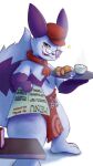  apron barista biped cafe clothing digital_media_(artwork) eyewear fan_character fur glasses hat headgear headwear hi_res looking_at_viewer mendobear menu necktie nintendo one_eye_closed plantigrade pok&eacute;mon pok&eacute;mon_(species) pokemon_cafe_mix purple_eyes red_apron red_clothing red_hat red_headwear red_necktie shaded simple_background solo video_games white_background white_body white_fur wink yellow_sclera zangoose 