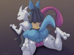  2021 absurd_res all_fours anal anal_penetration artz balls balls_touching blush butt clenched_teeth doggystyle duo english_text from_behind_position genitals hi_res kuroodod legendary_pok&eacute;mon leo_(kuroodod) looking_back lucario lying male male/male mewtwo nintendo nude on_front penetration pok&eacute;mon pok&eacute;mon_(species) rear_view red_eyes sex signature teeth text url video_games 