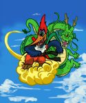  anthro asian_mythology avian bird dragon dragon_ball duo east_asian_mythology eastern_dragon goku male martial_arts_uniform mythology picid scalie sheepteeth shenron sportswear the_woody_woodpecker_show toony universal_studios woodpecker woody_woodpecker 