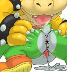  after_sex afterhoursmocha anal anthro ass_up bodily_fluids bowser bowser_day butt cum cum_inside cum_pool cumshot dinosaur dripping drooling duo ejaculation genital_fluids genitals koopa male male/male mario_bros nintendo penis reptile saliva saliva_drip scalie simple_background spread_butt spreading tapering_penis tongue tongue_out video_games yoshi 