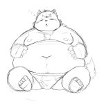 2021 96panda anthro belly boron_brioche bulge clothing cyberconnect2 domestic_cat eyes_closed felid feline felineko felis fuga:_melodies_of_steel hi_res humanoid_hands kemono little_tail_bronx male mammal moobs navel nipples overweight overweight_male simple_background sitting sleeping solo underwear video_games white_background 