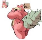  ... 2021 anthro balls belly butt debudraws genitals hi_res male nintendo pink_body pok&eacute;mon pok&eacute;mon_(species) simple_background slightly_chubby slowbro solo text video_games white_background 