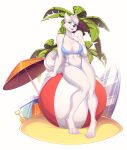  2021 4_toes 5_fingers anthro bikini black_nose breasts canid canine canis clothed clothing digital_media_(artwork) domestic_dog eyebrows eyelashes feet female fingers hi_res knight_dd mammal open_mouth smile solo swimwear teeth toes tongue 