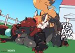  absurd_res anthro avery_(crownforce) braixen breasts duna_(crownforce) duo female hair hi_res larger_female male male/female nintendo pok&eacute;mon pok&eacute;mon_(species) pregnant size_difference smaller_male the_dogsmith video_games zoroark 