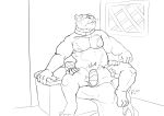  2020 absurd_res anthro beaver belly bovid caprine duo eustace_hendrikson goat hi_res humanoid_hands male male/male mammal marcus_(somniumvn) monochrome nipples oral potheplatypus rodent sex sitting slightly_chubby somniumvn 