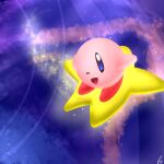  1:1 alien ambiguous_gender blue_eyes detailed_background galaxy hi_res hibousquelettique kirby_(series) nintendo smile solo space star video_games 