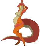  absurd_res alpha_channel anthro big_tail breasts cobra female green_eyes hi_res intersex nipples non-mammal_breasts nude orange_body orange_scales pregnant red_body red_scales reptile scales scalie serpentine simple_background smile snake snake_hood solo stretching thegamingzilla 
