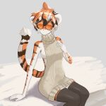  1:1 2021 absurd_res anthro arknights black_body black_nose clothing eyewear felid female fur gfox404 glasses hair hi_res hypergryph kemono legwear looking_at_viewer mammal meme meme_clothing multicolored_body multicolored_fur multicolored_hair orange_body orange_fur orange_hair pantherine portrait simple_background sitting solo studio_montagne sweater thigh_highs three-quarter_portrait three-quarter_view tiger topwear video_games virgin_killer_sweater waaifu_(arknights) white_body white_fur white_hair 