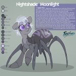  1:1 4_eyes 8_legs arachnid arachnid_taur arthropod arthropod_taur dialogue english_text fangs fluffyxai grey_hair hair hasbro hi_res hybrid looking_up model_sheet multi_eye my_little_pony purple_eyes solo spider spider_taur spiderpony taur text 