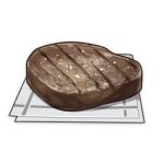  artist_request brown_theme commentary english_commentary food food_focus genshin_impact lowres meat muted_color napkin no_humans official_art steak still_life third-party_source transparent_background 
