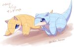  alolan_form alolan_sandshrew blue_eyes blush character_name claws commentary_request gen_1_pokemon gen_7_pokemon kajinchu no_humans number pokemon pokemon_(creature) running sandshrew shiny twitter_username 