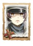  1girl bangs brown_eyes brown_hair closed_mouth company_of_heroes german_army hat military military_hat military_uniform mole mole_under_eye original portrait scarf shaded_face short_hair solo uniform world_war_ii zhainan_s-jun 