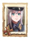  1girl bangs closed_mouth company_of_heroes german_army green_eyes hair_between_eyes hat long_hair military military_hat military_jacket military_uniform original portrait purple_hair smile solo uniform world_war_ii zhainan_s-jun 