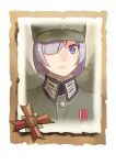  1girl bangs closed_mouth company_of_heroes german_army hair_over_one_eye hat medal military military_hat military_uniform original portrait purple_eyes purple_hair short_hair solo uniform world_war_ii zhainan_s-jun 