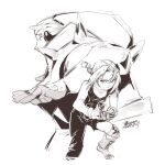  2boys alphonse_elric armor braid brothers closed_mouth edward_elric ejami full_armor fullmetal_alchemist gloves male_focus monochrome multiple_boys ponytail shirt siblings simple_background smile white_background 