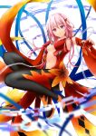  1girl absurdres alternate_eye_color bare_shoulders breasts center_opening detached_sleeves fingerless_gloves gloves guilty_crown hair_ornament hairclip highres long_hair looking_at_viewer medium_breasts null_illust pink_eyes pink_hair solo twintails yuzuriha_inori 