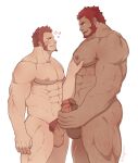 2boys abs absurdres arm_hair bara beard blue_eyes brown_hair chest_hair completely_nude couple dark-skinned_male dark_skin erection facial_hair fate/grand_order fate_(series) feiya6022 goatee grabbing groping happy heart highres interracial iskandar_(fate) large_pectorals leg_hair long_sideburns male_focus male_pubic_hair mature_male mouth_drool multiple_boys multiple_penises muscular muscular_male napoleon_bonaparte_(fate) navel nipples nude pectoral_grab pectorals penis penises_touching pubic_hair red_hair short_hair sideburns size_difference smile stomach thick_thighs thighs uncensored veins veiny_penis yaoi 