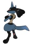  closed_mouth crossed_arms full_body gen_4_pokemon kochi8i lucario pokemon pokemon_(creature) red_eyes simple_background solo spikes standing white_background yellow_fur 