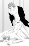  2boys aizen_sousuke bleach ichimaru_gin male_focus monochrome multiple_boys sosuke_aizen yaoi 