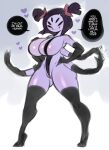 &lt;3 absurd_res animal_humanoid arachnid arachnid_humanoid arthropod arthropod_humanoid big_breasts biped breasts clothed clothing dialogue female genitals hair hand_on_hip hi_res humanoid legwear muffet multi_arm multi_limb purple_body pussy pussy_floss saltyxodium smile solo speech_bubble spider_humanoid text thick_thighs thigh_highs undertale undertale_(series) vlush
