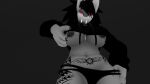 anthro chest_tattoo chubby_belly chubby_female death_(puss_in_boots) dreamworks fangs female flashing flashing_breasts grey_body hi_res leg_tattoo lustfuldemon mamagen nipples piercing puss_in_boots_(dreamworks) red_eyes sabertooth_(anatomy) sharp_teeth slightly_chubby tattoo teasing teeth thick_thighs thigh_tattoo womb_tattoo