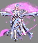  1girl absurdres alternate_costume breasts bug butterfly char&#039;s_counterattack char&#039;s_counterattack_-_beltorchika&#039;s_children extra_arms folding_fan ghost gundam hand_fan highres insect large_breasts mecha_musume mechanical_arms nightingale pink_eyes pink_hair raptor7 saigyouji_yuyuko saigyouji_yuyuko&#039;s_fan_design short_hair solo touhou triangular_headpiece wavy_hair 
