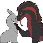 black_body dragon duo hypnosis long_tongue mind_control piercing symrea telegram_sticker tongue