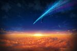  cloud comet commentary_request crescent_moon english_commentary evening fantasy highres horizon kimi_no_na_wa. mixed-language_commentary moon no_humans scenery sky star_(sky) starry_sky sun sunset vinci_v7 