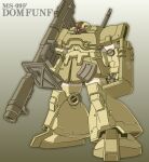  bazooka_(gundam) character_name commentary_request dom dom_tropen emblem gradient_background gundam joy_(cyber_x_heaven) machinery magazine_(weapon) mecha mecha_focus military mobile_suit mobile_suit_gundam no_humans one-eyed purple_eyes robot science_fiction shield zeon 