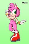  amy_rose anthro boots boots_only breasts butt clothing crotch_tuft cuff_(restraint) eulipotyphlan female footwear footwear_only fours_(artist) genitals green_eyes hedgehog hi_res looking_at_viewer mammal mostly_nude pink_body pussy restraints sega solo sonic_the_hedgehog_(series) tongue tongue_out tuft wrist_cuffs 