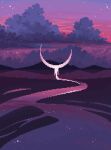  blue_clouds cloud commentary crescent_moon dripping horizon jubilee_(8pxl) landscape melting moon mountainous_horizon no_humans original outdoors pixel_art puddle purple_clouds purple_theme reflection reflective_water scenery sky star_(sky) starry_sky surreal twilight water 