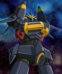  commentary_request energy gainax glowing glowing_eye gunbuster gunbuster_pose joy_(cyber_x_heaven) mecha nebula no_humans one-eyed robot science_fiction space starry_background super_robot super_robot_wars thrusters top_wo_nerae! upper_body 
