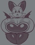 angstrom anthro armor bat big_breasts breastplate breasts female huge_breasts hyper hyper_breasts looking_at_viewer mammal markings mole_(marking) monochrome open_mouth rouge_the_bat sega solo sonic_the_hedgehog_(series) thick_thighs wings