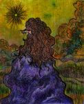 brown_hair clothing cloudscape colored_pencil_(artwork) colorful curled_hair dress eyes_closed fan_character female fillyjonk fjorin grass hair hi_res janet_k_wallace landscape painting_(artwork) plant purple_clothing purple_dress sky solo sun sunrise the_moomins traditional_media_(artwork) watercolor_(artwork)