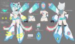  1girl absurdres bikini blue_eyes body_markings boots breasts capcom commentary_request concept_art crotch_plate goggles goggles_on_head headgear highres ico_(megaman_x_dive) medium_breasts mega_man_(series) mega_man_x_(series) mega_man_x_dive mizuno_keisuke robot_girl short_hair simple_background solo strapless swimsuit translation_request white_footwear white_hair 