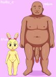 absurd_res anthro areola barefoot big_penis eyelashes fan_character feet female fur genitals hi_res huitu_c lagomorph leporid male male/female mammal nipples nude penis rabbit sex size_difference thick_thighs vein wide_hips yellow_body yellow_fur
