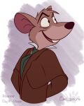 anthro atimon basil_(disney) brown_clothing clothing disney green_necktie hi_res male mammal mouse murid murine necktie portrait rodent solo the_great_mouse_detective